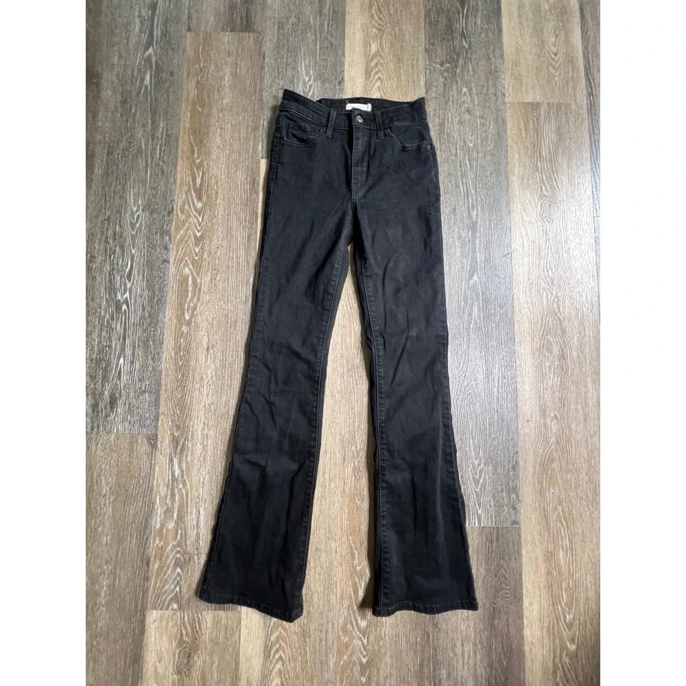 Levi's 725 High Rise‎ Bootcut Jeans Women Size 26 Black Slim Fit Denim